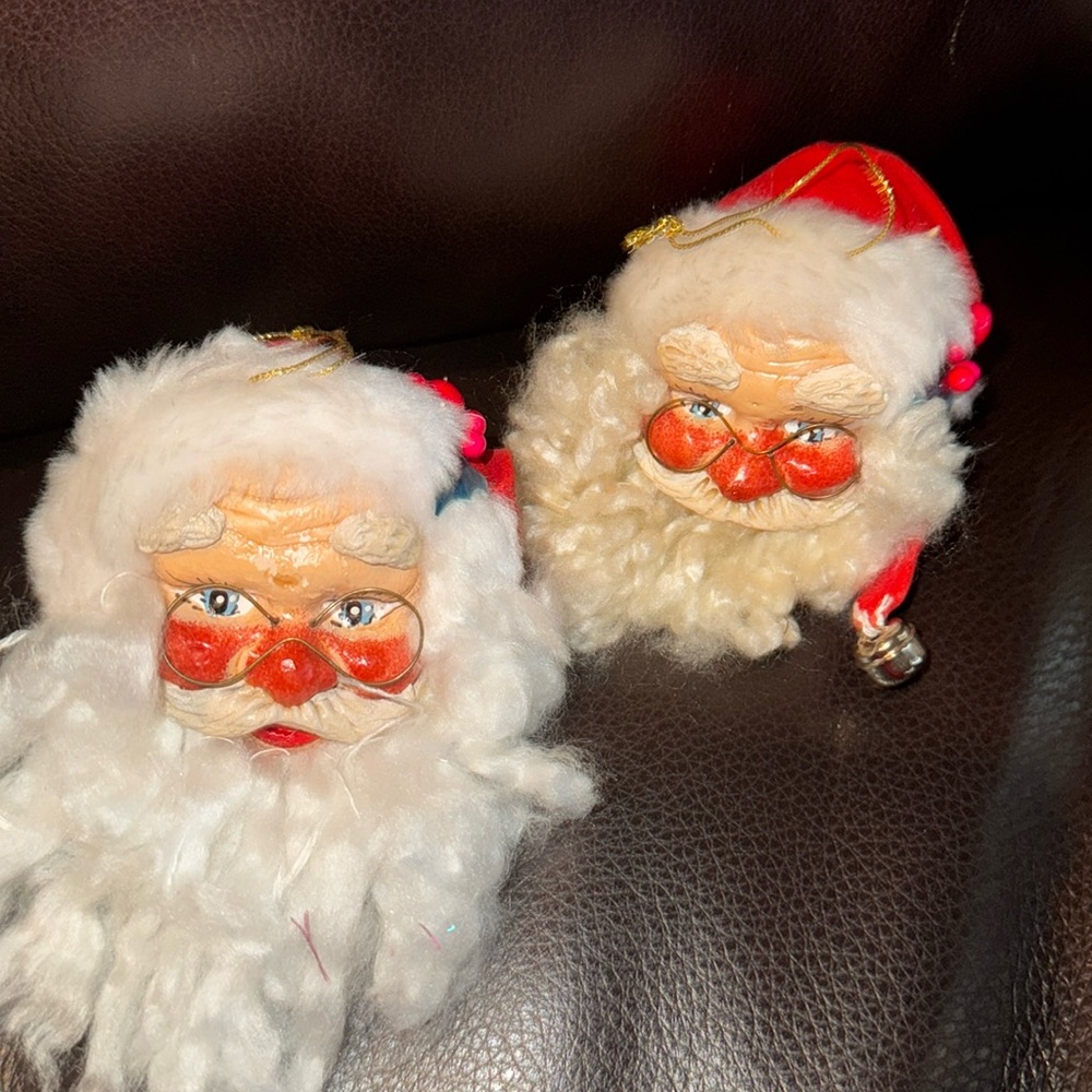 Vintage Santa Clause head ornaments